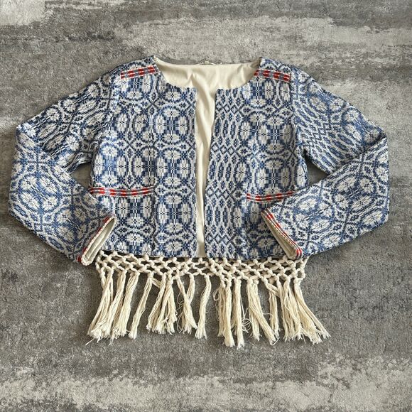 Tularosa Blazer Jacket Women’s Small Blue Santa Fe Fringe Diamondback Western - Picture 1 of 8